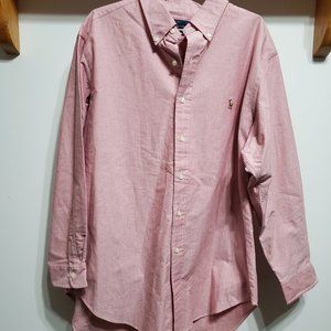 Ralph Lauren Classic Fit Size 17 32/33 Red Dress Shirt